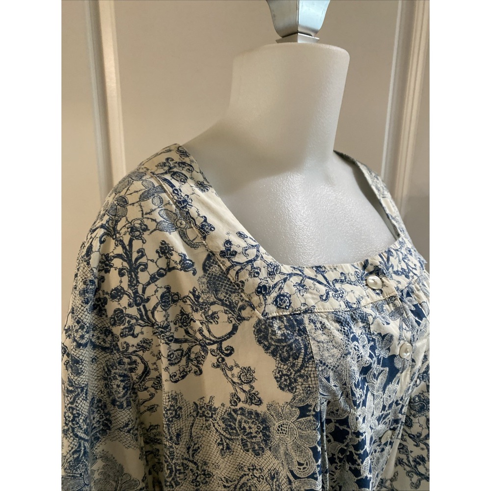 Lemon Grass Studio Square Neck Button Up Shirt Si… - image 4